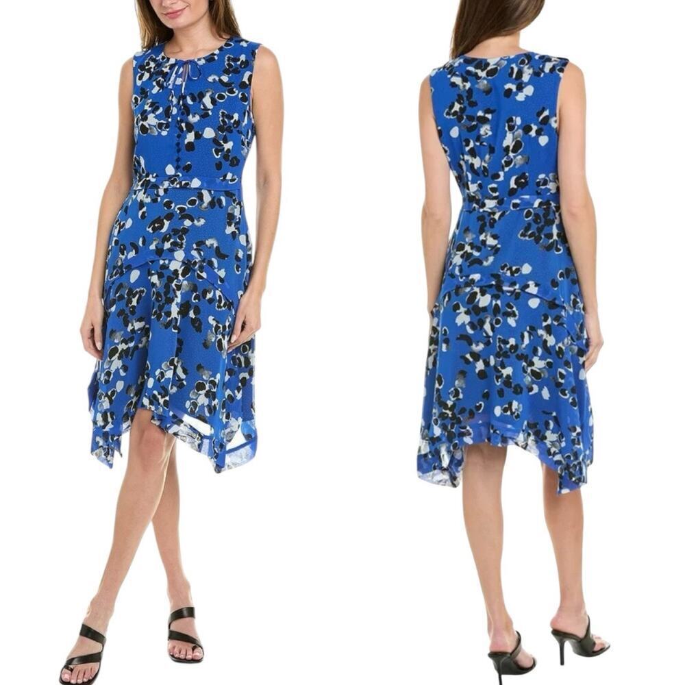 Cabi Untamed Mixed Floral Print Sleeveless Sheath Dress Electric Blue Women's M